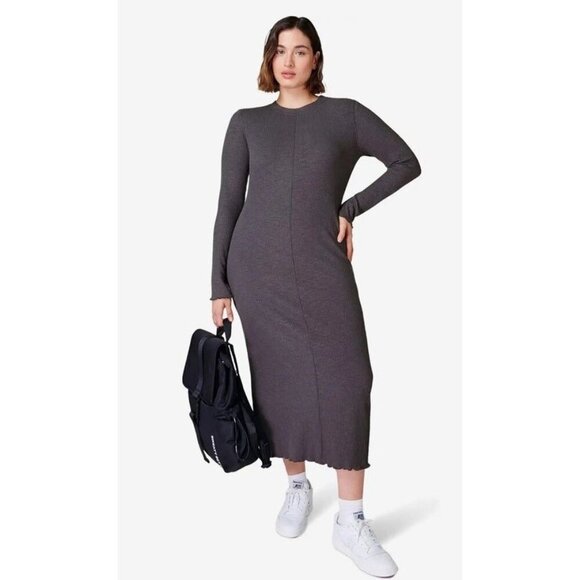 Sweaty Betty XXL Ribbed Maxi Dress Grey Athleisure - Picture 1 of 6